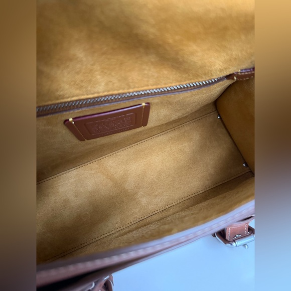 Coach Western Tabby Bag Silver/Burnished Amber Full Grain Leather Suede - Picture 8 of 10